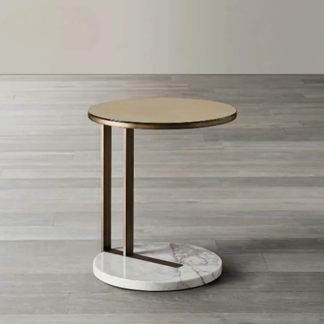 Spazio Gold & White Marble Side Table - Luxe Accent Perfection - Image 1