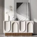 Wharton Minimalist  Modern design sideboard PU leather finish with wooden legs - Image 5
