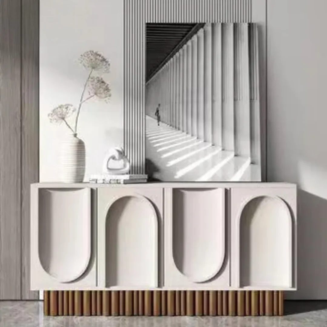 Wharton Minimalist  Modern design sideboard PU leather finish with wooden legs - Image 5