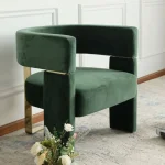 Architectural Lounge Chair in Emerald Velvet - Image 4