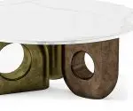Eve White Faux Marble Top and coloured PVD Table - Image 2
