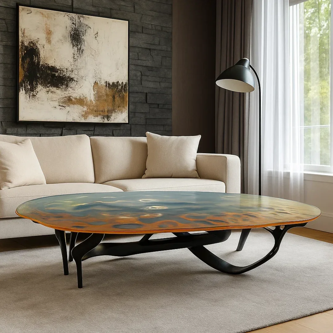 Home Furniture Nordic Modern Living Room Luxury Simple Faux Stone Coffee Table - Image 4