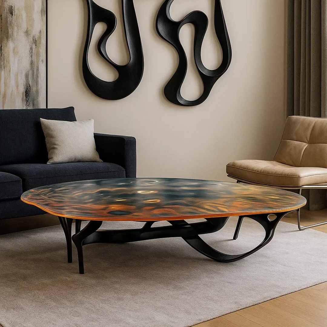 Home Furniture Nordic Modern Living Room Luxury Simple Faux Stone Coffee Table - Image 2