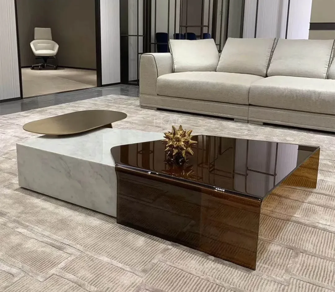2026/02/1000378168.png Hezal Stainless Steel High Gloss Laminated Top Coffee Table - Image 1