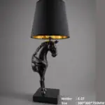 Majestic Black Horse Sculptural Table Lamp