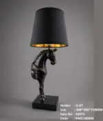 Majestic Black Horse Sculptural Table Lamp