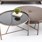 Vienna Nesting Leather Ottoman & Glass Coffee Table Set