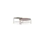 Vienna Nesting Leather Ottoman & Glass Coffee Table Set - Image 3
