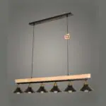 Wood Bar Linear Pendant with Cone Shades, 6 Light | Crosby