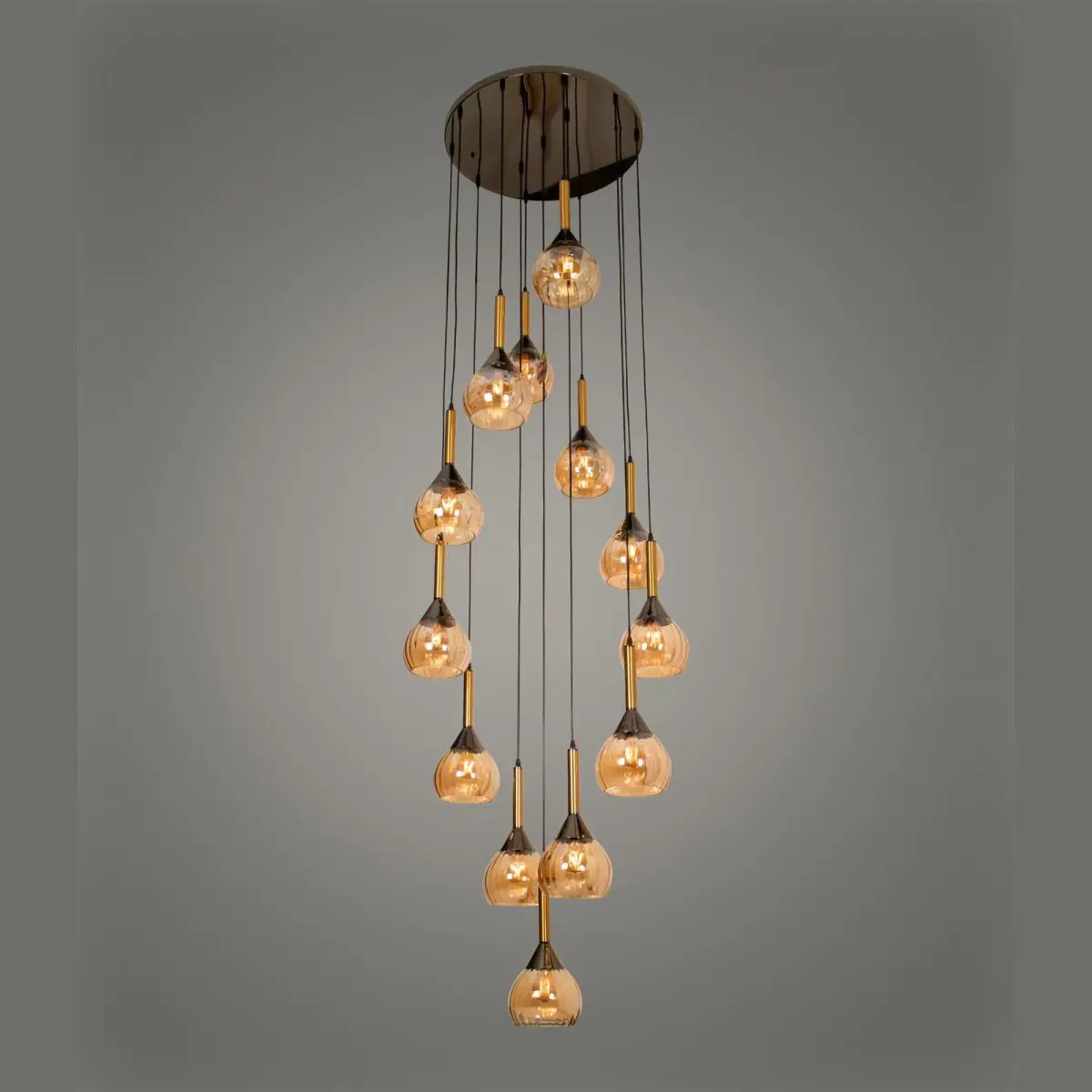 al-13203-13-p9 Amber Bud Cascade Pendant, 13 Light | Crosby
