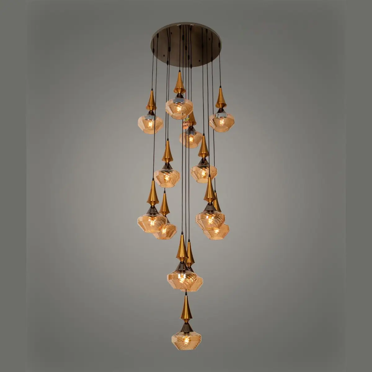 al-13205-13-p8 Amber Droplet Cluster Pendant, 13 Light | Crosby