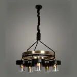 Brass Ring Chandelier with Glass Shades, 5 Light | Crosby