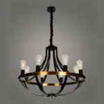 Black and Brass Bulb Chandelier, 8 Light | Crosby