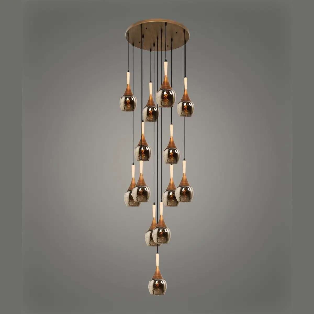 al-13563-13-p6 Gold Globe Cascade Pendant, 13 Light | Crosby