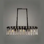 Black Frame Glass Linear Chandelier, 8 Light | Crosby