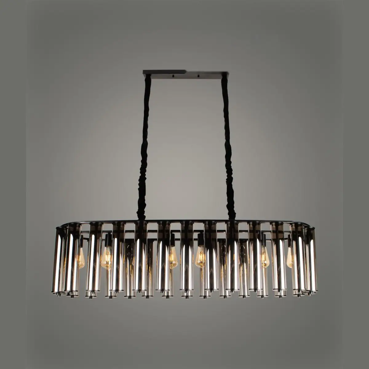 al-13588-8-p5 Black Frame Glass Linear Chandelier, 8 Light | Crosby