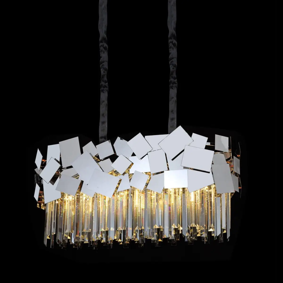 Chrome Crystal Rod Oval Chandelier, 1200 × 350 mm | Crosby
