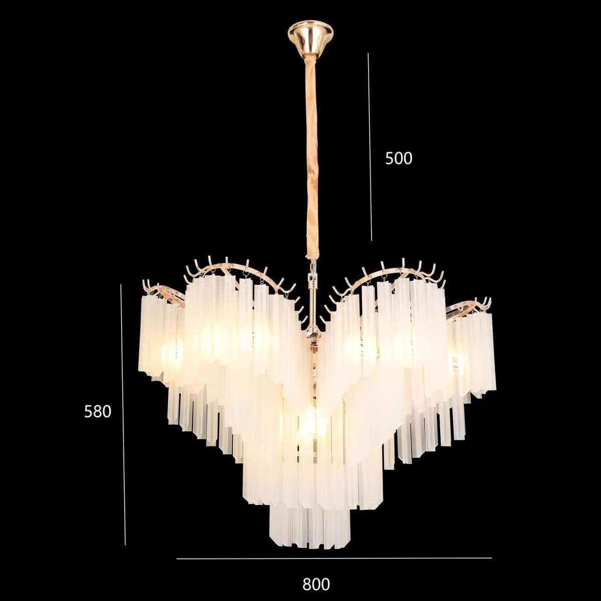 Frosted Glass Rod Chandelier - view 2