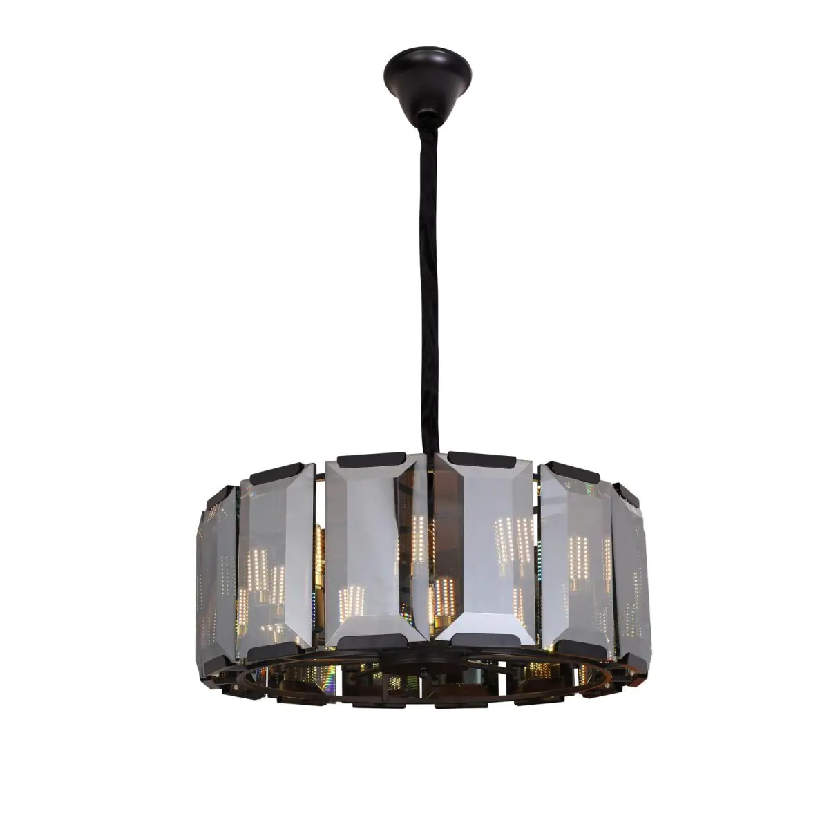 al-55223-600-bk-p27 Smoked Glass Panel Chandelier | Crosby