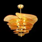 Amber Glass Leaf Pendant, 680 mm | Crosby