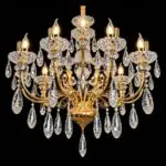 Brass Candle Chandelier with Crystal Drops, 15 Light | Crosby
