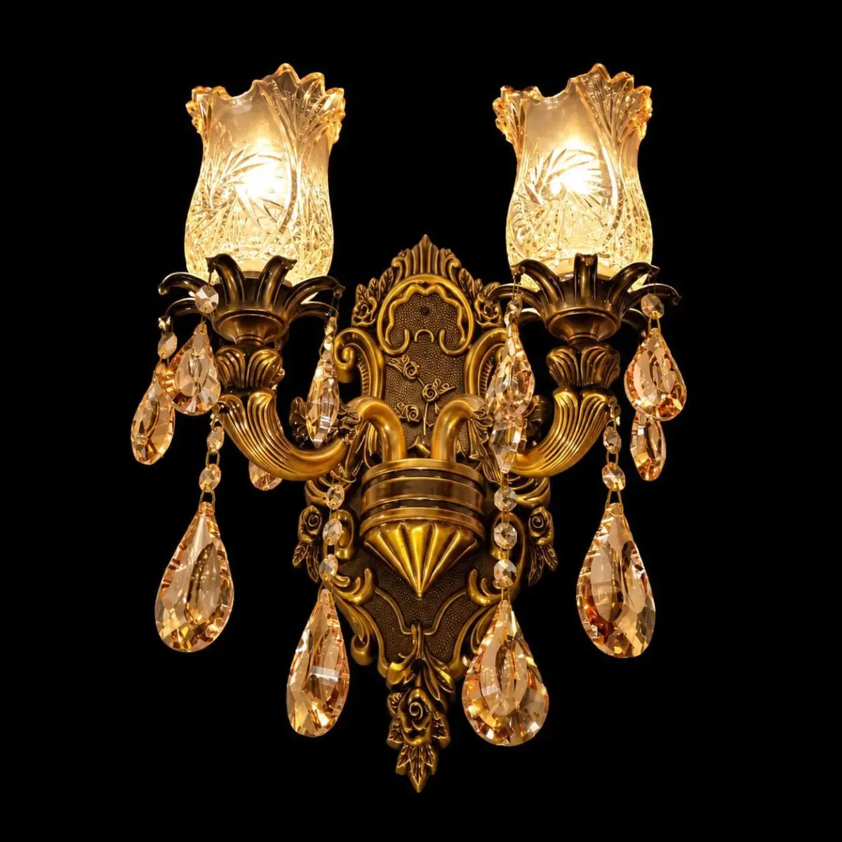 al-b5159-2w-p28 Antique Brass Candle Wall Light, 2 Light | Crosby