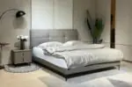 Pavé Square-Tufted Bed - a grey square-tufted headboard (alternate view)
