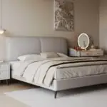 Haze Double-Panel Bed - a pale grey twin-panel headboard