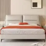 Alba Twin-Panel Bed - a cream twin-pillow headboard on slim legs