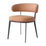 Marin Curved-Back Dining Chair - a tan curved backrest and a slim dark metal frame