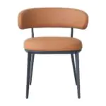Marin Curved-Back Dining Chair - a tan curved backrest and a slim dark metal frame (alternate view)