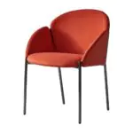 Petal Velvet Armchair - petal-shaped wrap-around arms in rust-red velvet
