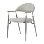 Orla Steel-Frame Dining Armchair - a pale curved back and polished steel arms