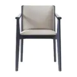 Kenzo Slim Wood Dining Armchair - clean lines, a cushioned back and a dark wood frame (alternate view)