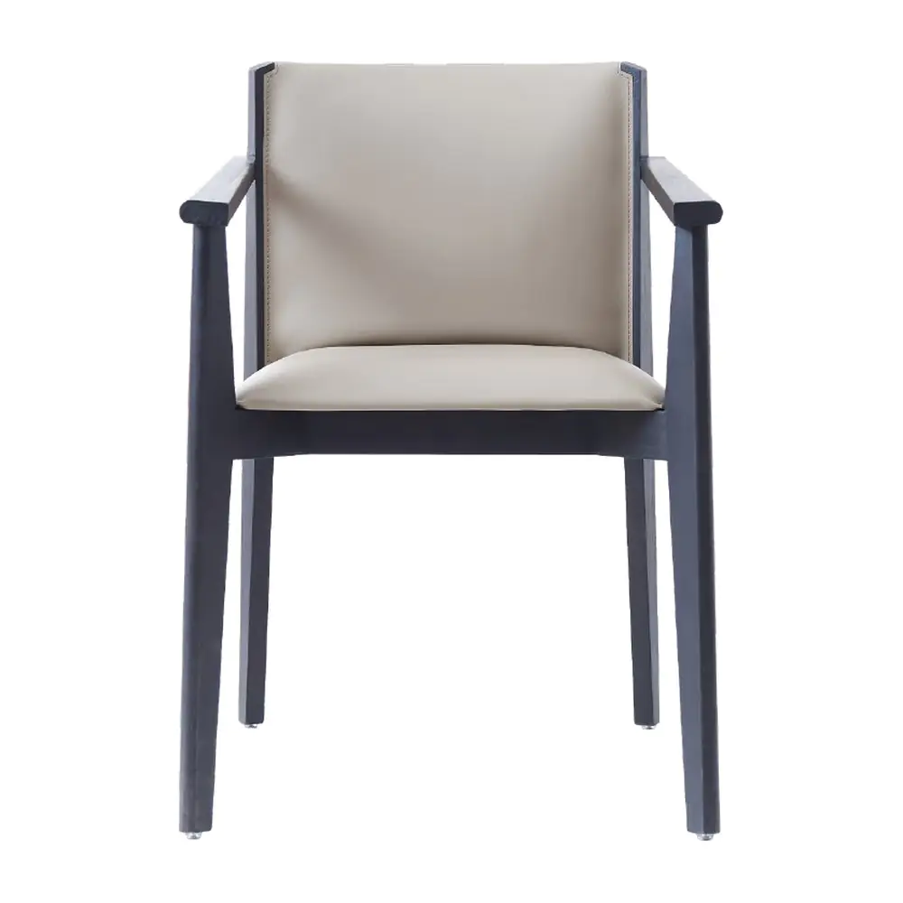 Kenzo Slim Wood Dining Armchair - clean lines, a cushioned back and a dark wood frame (alternate view)