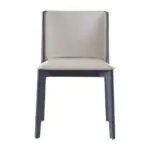 Kenzo Slim Wood Dining Chair - clean lines, a stone-toned upholstered back and a dark wood frame