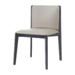 Kenzo Slim Wood Dining Chair - clean lines, a stone-toned upholstered back and a dark wood frame (alternate view)