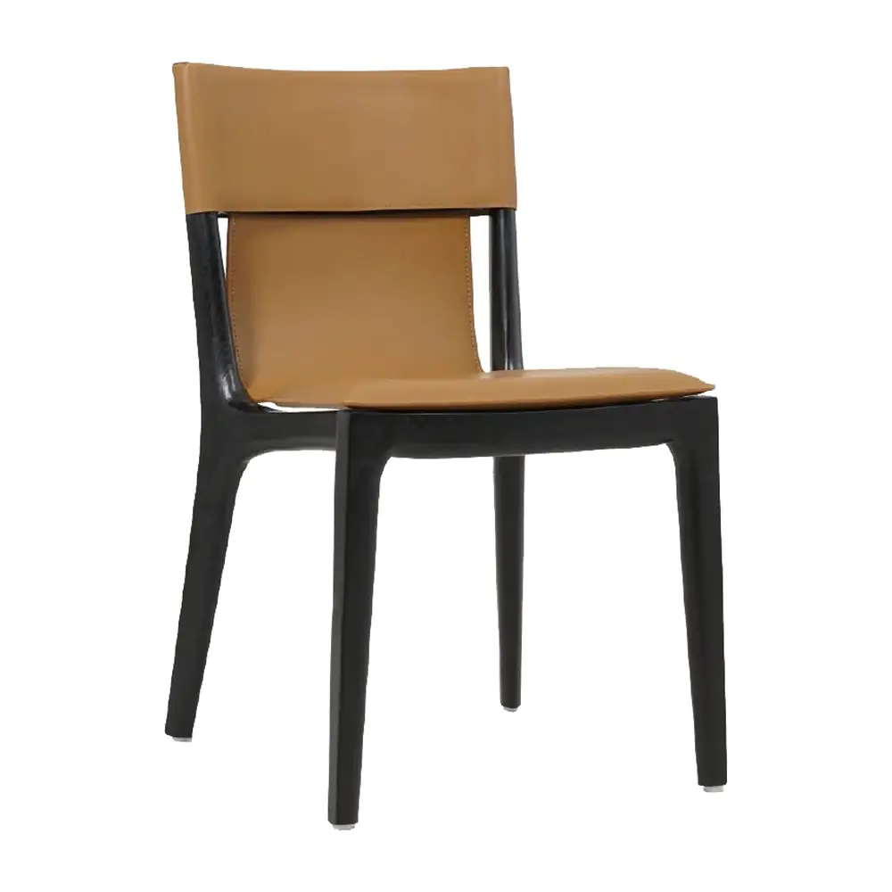 Saddle Leather Dining Chair Saddle Leather Dining Chair - camel saddle leather and a dark timber frame