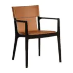 Saddle Leather Dining Chair - camel saddle leather and a dark timber frame (alternate view)