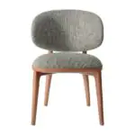 Ember Sculpted Wood Armchair - a sculpted terracotta wood frame with a curved olive back (alternate view)