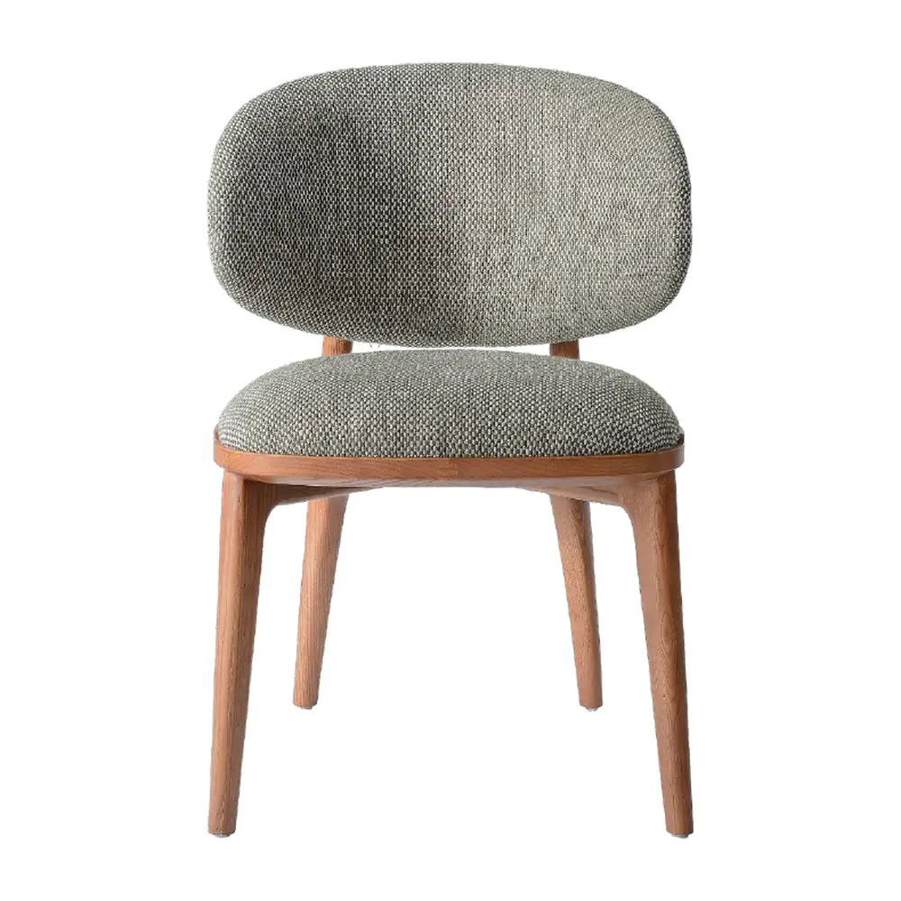 Ember Sculpted Wood Armchair - a sculpted terracotta wood frame with a curved olive back (alternate view)