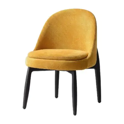 Marigold Velvet Dining Chair - a marigold shell on tapered dark legs