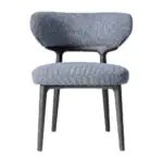 Stratus Tweed Lounge Chair - a wide blue-grey tweed seat and back on slim wooden legs