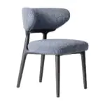 Stratus Tweed Lounge Chair - a wide blue-grey tweed seat and back on slim wooden legs (alternate view)