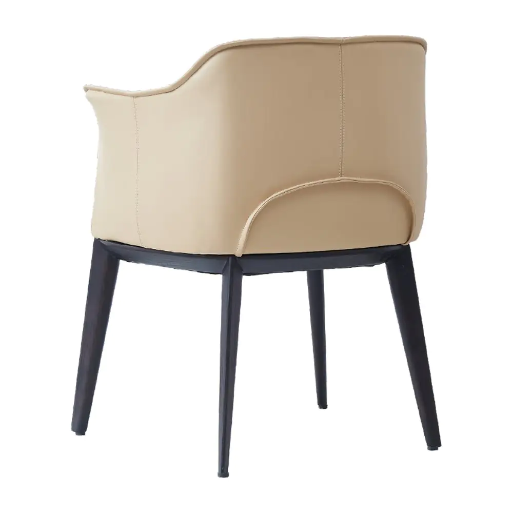 Duchess Leather Armchair - pleated cream leather with a soft wraparound back (alternate view)