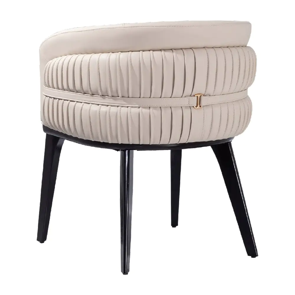 Corsa Ribbed Tub Chair - a cream tub shape with ribbed detailing on dark legs (alternate view)