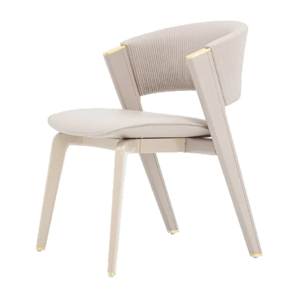 Crescent Dining Chair - an ivory crescent back with brass-toned accents (alternate view)