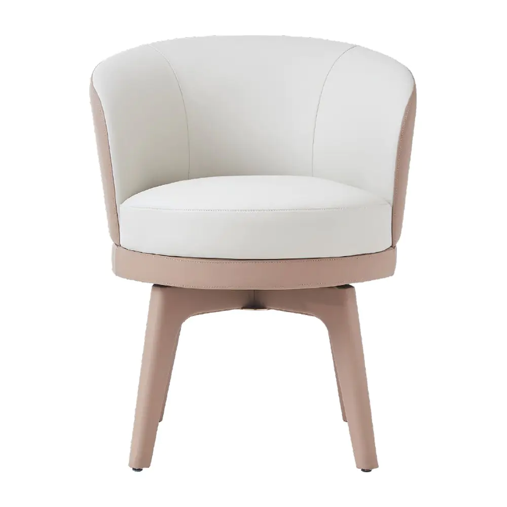 Hollis Swivel Tub Chair Hollis Swivel Tub Chair - a white tub shape on a blush swivel base