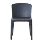 Noir Leather Dining Chair - a deep navy shell with a fine piped edge