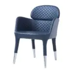 Diamante Quilted Armchair - navy diamond-quilted upholstery with polished steel feet
